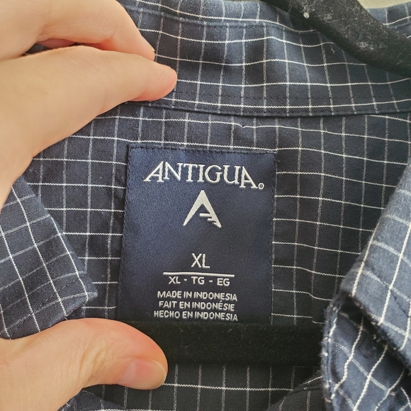 Antigua Men's Sporting KC Plaid Button Down Long Sleeve Shirt in Navy Size XL - Picture 3 of 9